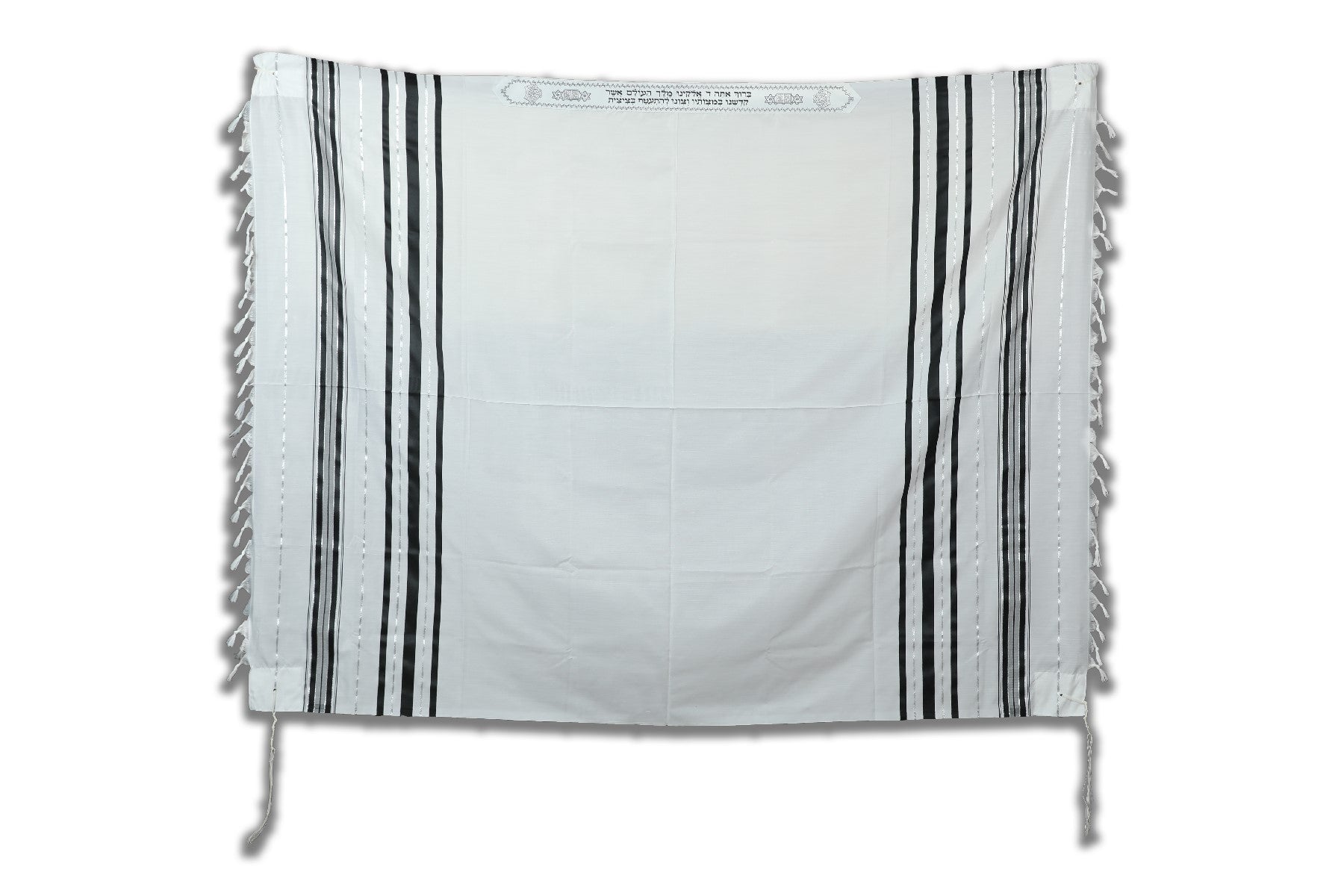 Wool Tallit [Black & Silver Stripes] XXXS-L, TALITANIA