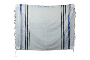 Wool Tallit [Blue & Silver Stripes] XXXS-L, TALITANIA
