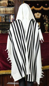 Wool Tallit [Black & White Stripes] XXXS-S, TALITANIA