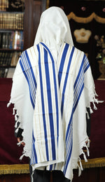 Load image into Gallery viewer, Wool Tallit [Blue &amp; Gold Stripes] XXXS-L, TALITANIA
