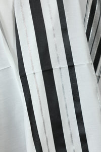 Wool Tallit [Black & Silver Stripes] XXXS-L, TALITANIA